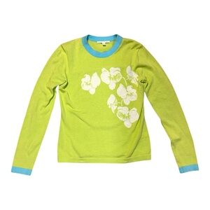 Vintage Y2K Women’s Banana Republic Cotton Lightweight Floral Sweater Fairycore